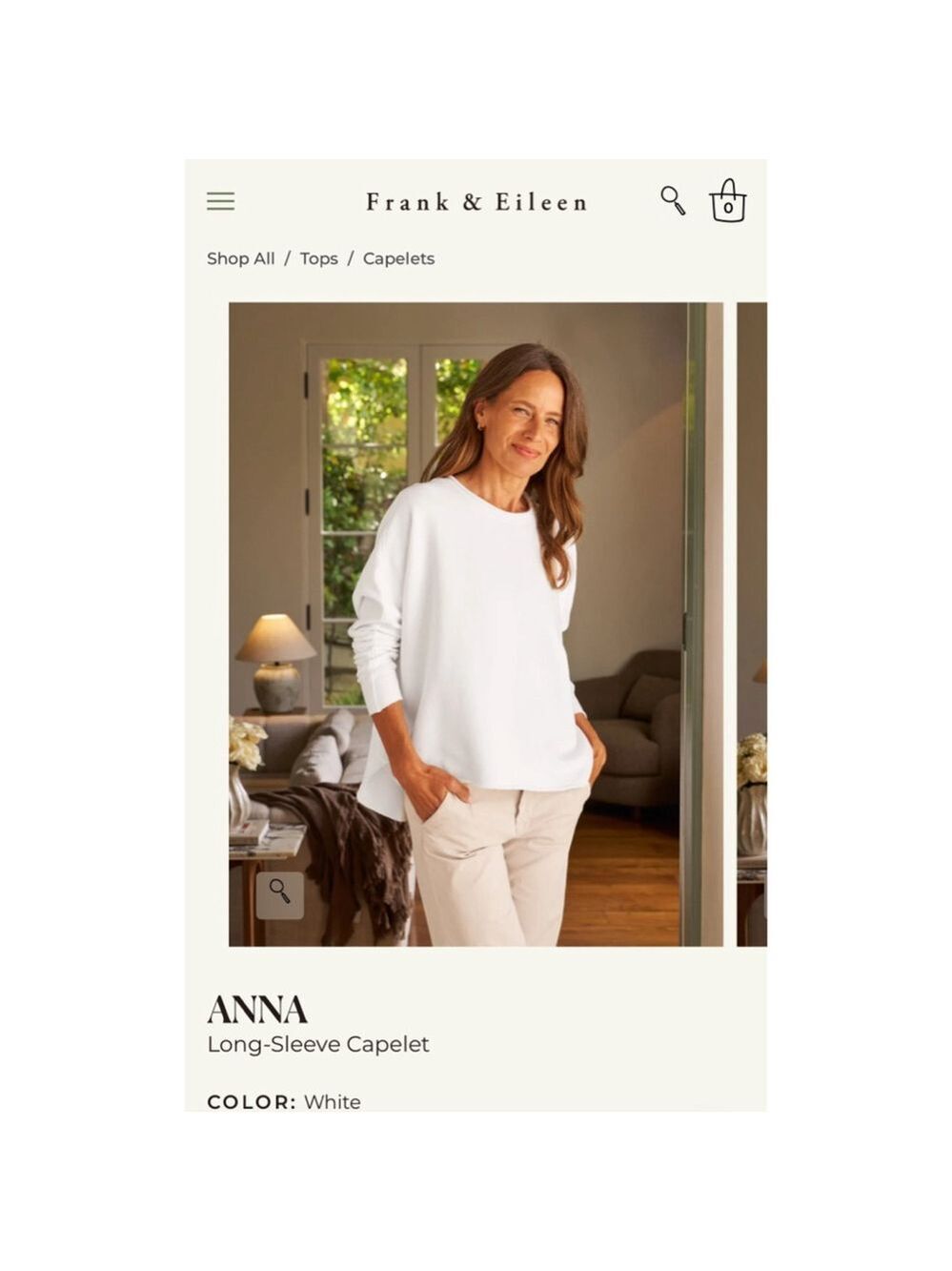 New Frank & Eileen Anna White Long-Sleeve Capelet L